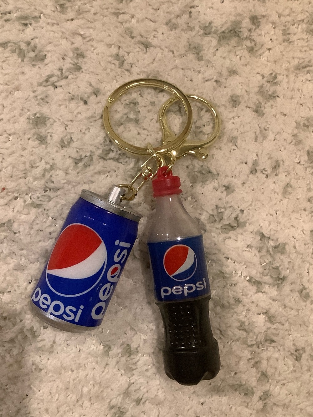 Miniature Pepsi Blue Can & Bottle Keychain Set NWT 4.5x2”